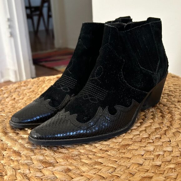 Zara Split Suede Cowboy Ankle Boots - Picture 4 of 5